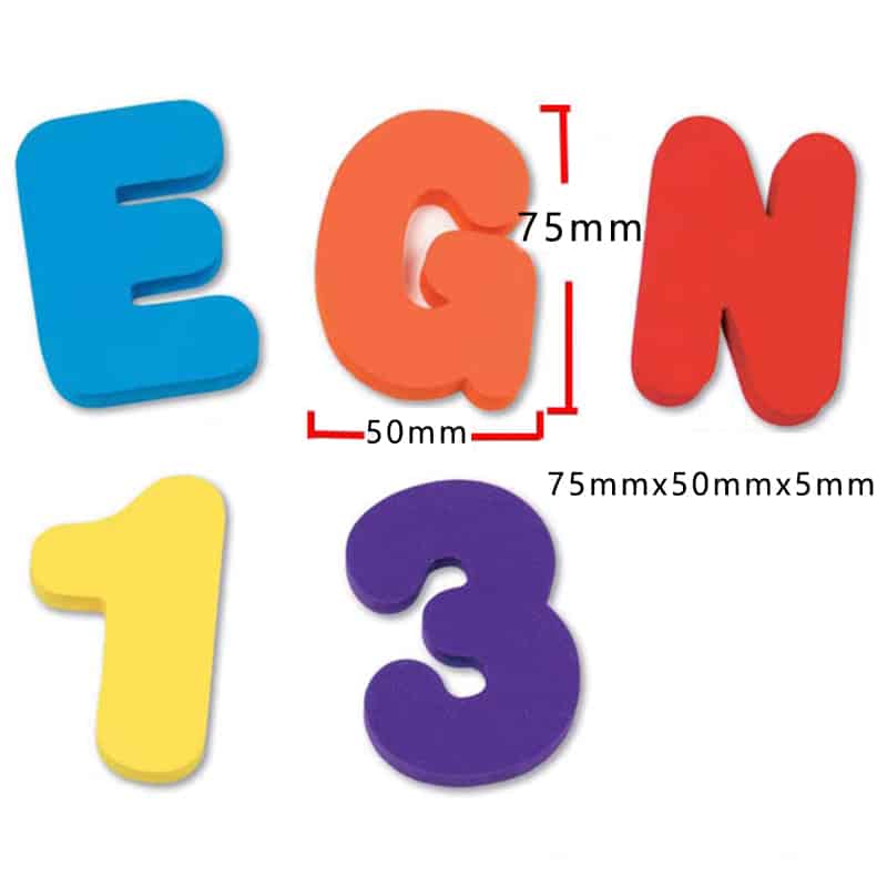 Warmverkopende hoëgehalte multitalige EVA-skuim met magnetiese suiging Opvoedkundige alfanumeriese simbole vir kinders
