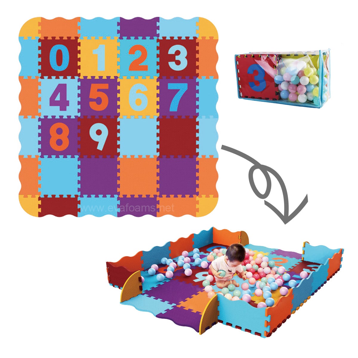 Custom Foam Activity Ball Pit and Play Mat Set | EVA Foam Baby Play Mat Manufacturer